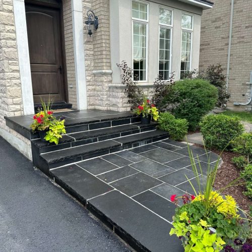 level-landscape-natural stone porch and steps-1